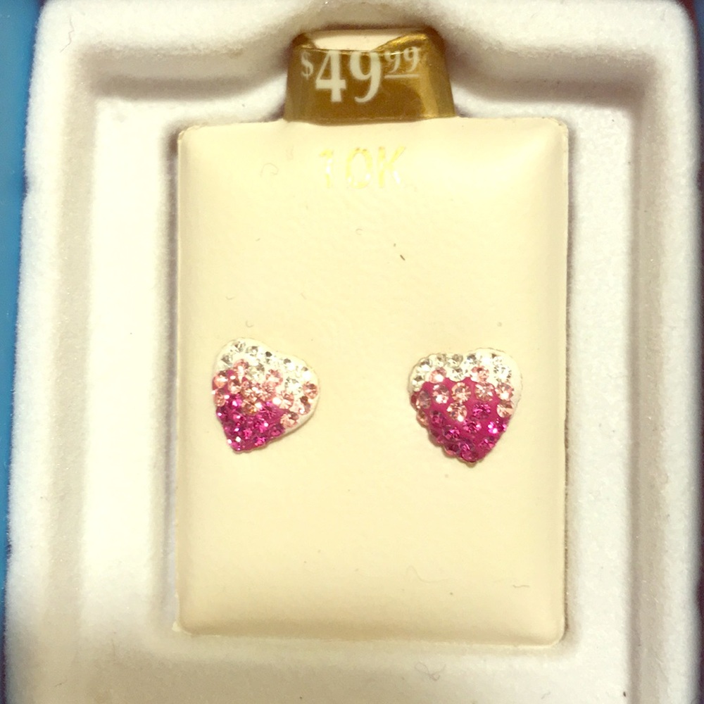 Pink /white heart earrings